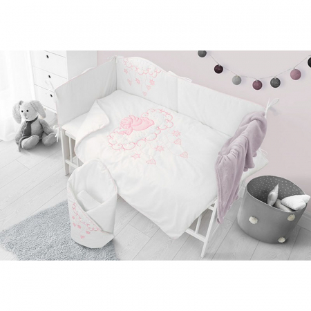 Set 3 piese lenjerie de pat pentru copii 100 x 135 cm Aniolek Belisima P02-0144, Alb [3]