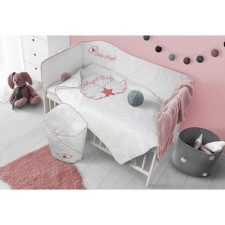 Set 3 piese lenjerie de pat pentru copii 100 x 135 cm Skrzydelka Belisima P01-833, Alb [3]