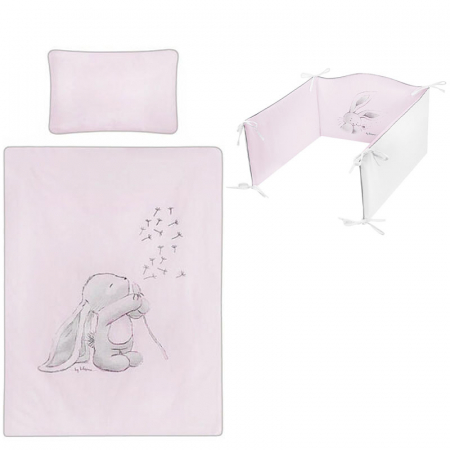 Accesorii camera bebe - Set 3 piese lenjerie de pat pentru copii 90 x 120 cm Andre Belisima P02-0241, Roz