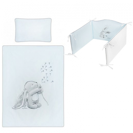 Accesorii camera bebe - Set 3 piese lenjerie de pat pentru copii 90 x 120 cm Andre Belisima P02-0242, Albastru