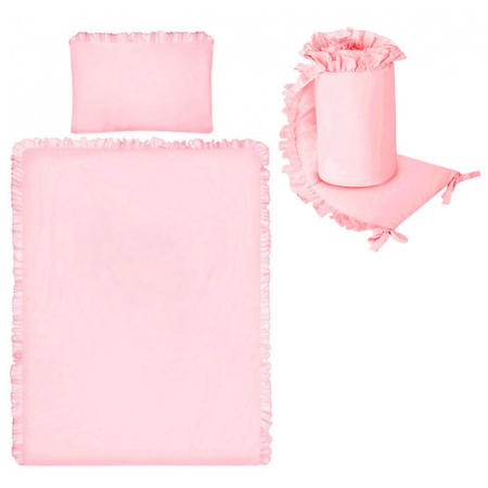 Accesorii camera bebe - Set 3 piese lenjerie de pat pentru copii 90 x 120 cm Pure Belisima P02-0873, Roz