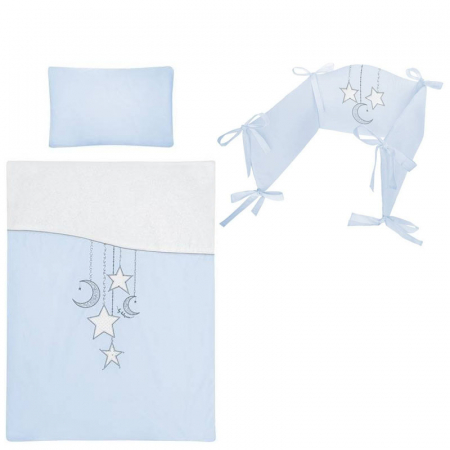 Accesorii camera bebe - Set 3 piese lenjerie de pat pentru copii 90 x 120 cm Superstar Belisima P02-0401, Albastru