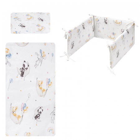 Accesorii camera bebe - Set 3 piese lenjerie de pat pentru copii 90 x 120 cm Bobo Belisima P02-0798, Multicolor