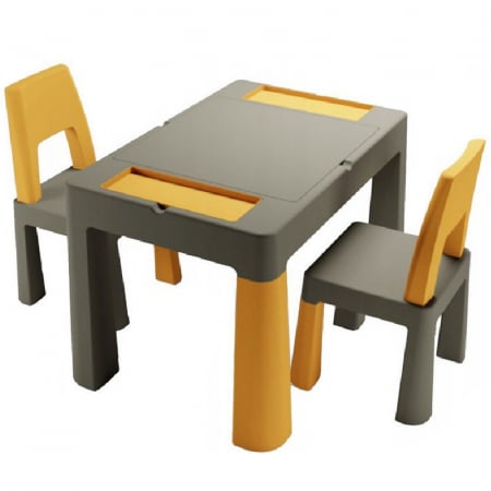 Mobilier - Set 3 piese masa de joaca cu doua scaune pentru copii Multifun Tega Baby TI-011-172, Gri