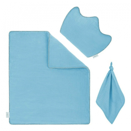 Accesorii camera bebe - Set 3 piese pilota, perna si paturica din muselina pentru copii 80 x 100 cm M Belisima P02-0430, Turcoaz