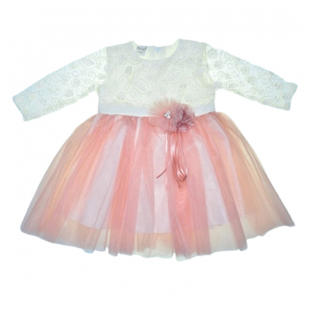 Set 3 piese rochie eleganta pentru botez, pentru fete, Mini Junior 3669-56-62, Roz [5]