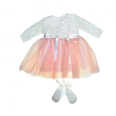 Set 3 piese rochie eleganta pentru botez, pentru fete, Mini Junior 3669-56-62, Roz [1]