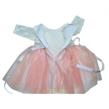 Set 3 piese rochie eleganta pentru botez, pentru fete, Mini Junior 3669-56-62, Roz [2]