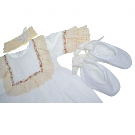 Set 3 piese rochie eleganta pentru fete Mini Bimbi MIBIM-1, Alb [6]