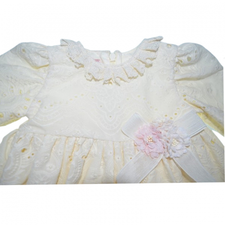 Set 3 piese rochita, turban si botosei pentru fete Mini Junior RCH-MJBBC, Crem [2]