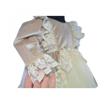 Set 3 piese rochita, turban si botosei pentru fete Mini Junior RCHB-MJ1, Bej [4]