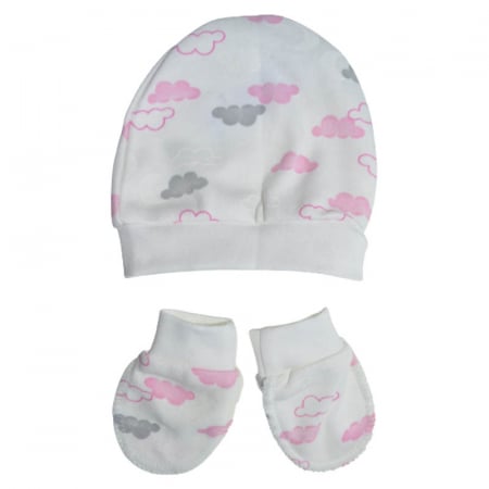 Set 3 piese salopeta cu maneca lunga, caciula si manusi pentru fete Minipety MP250, Multicolor [1]