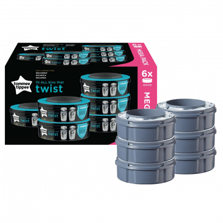 Set 6 rezerve pentru cosul de depozitare scutece Tommee Tippee Sangenic Twist and Click 510082, Gri [1]