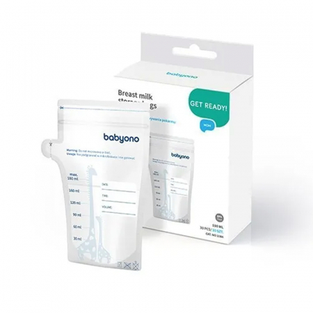 Set 30 pungi pentru depozitarea laptelui matern BabyOno 1084, Transparent [1]