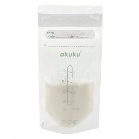 Set 30 pungi sterile pentru stocarea laptelui matern 150 ml Akuku A0011, Alb [2]