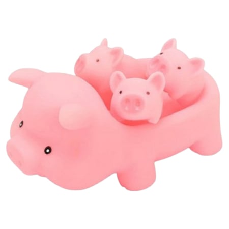 Jucarii pentru baie si accesorii - Set 4 figurine porc, pentru baie, Mini Junior VC4503, Roz