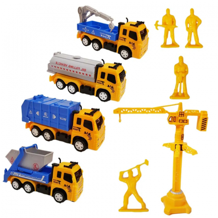 Set 14 piese macara cu vehicule de constructii si accesorii RCO 110028, Galben [1]