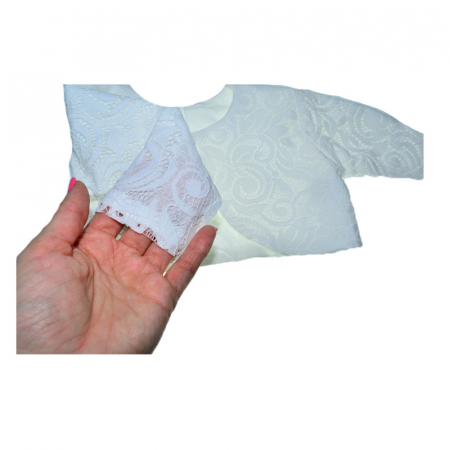 Set 4 piese rochie eleganta din dantela, pentru botez, pentru fete, Mini Junior 3664-56-62, Alb [8]