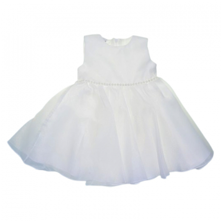 Set 4 piese rochie eleganta din satin, pentru botez, pentru fete, Mini Junior 3665-56-62, Alb [2]
