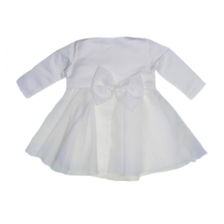 Set 4 piese rochie eleganta din satin, pentru botez, pentru fete, Mini Junior 3665-56-62, Alb [1]