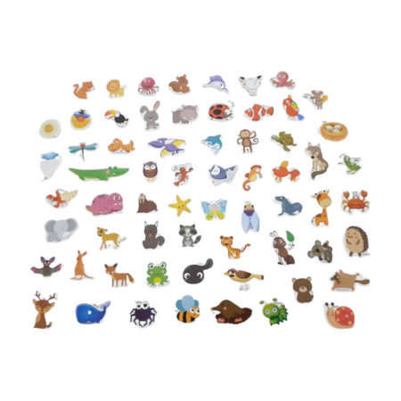 Jocuri si jucarii educative - Set 64 piese magneti animale RCO WW3038, Multicolor