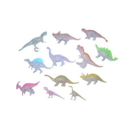Joaca, activitati si ambalaje - Set 12 dinozauri fosforescenti Midex 633382, Transparent