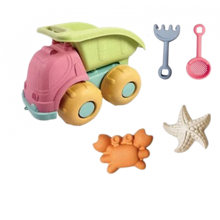 Jucării pentru nisip si baloane de sapun - Set 5 jucarii pentru plaja si nisip, camion cu o varietate de accesorii, Mini Junior, HT2004-5, Multicolor
