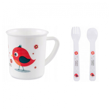 Vesela si tacamuri bebelusi - Set 3 piese cana si tacamuri pentru copii Canpol Babies 4/401-1A, Alb