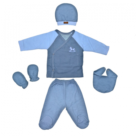 Compleuri baieti maneca lunga - Set 5 piese pentru baieti Mini Junior SET-5PMJ5, Albastru