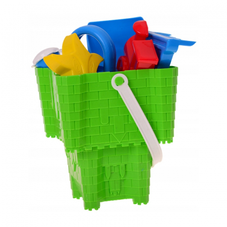 Jucării pentru nisip si baloane de sapun - Set 6 piese pentru nisip galeata castel Toyz 000824, Verde