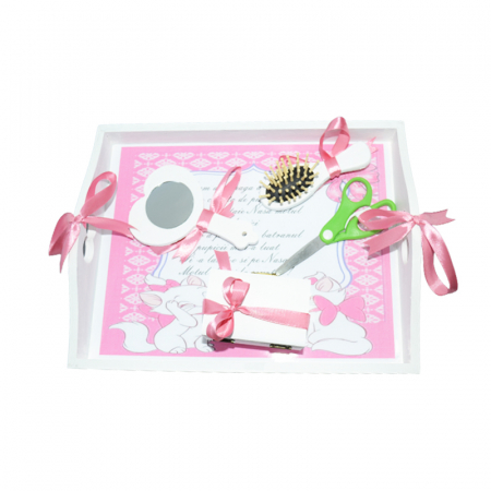 Marturii botez - Set 5 piese tavita de taiere a motului pentru fete Mini Junior TTM-02, Roz