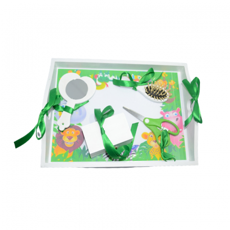 Marturii botez - Set 5 piese tavita de taiere a motului pentru fete Mini Junior TTM-02, Roz