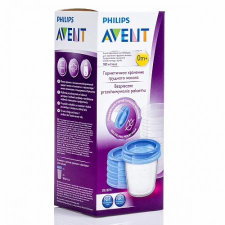 Set 5 recipiente pentru stocarea laptelui 180 ml 0 luni+ Philips Avent SCF619/05 [4]