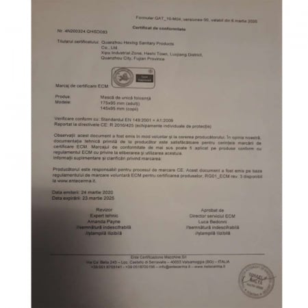 Set 5 bucati masti faciale de unica folosinta, cu 3 straturi pentru protectie, Susino MFS-2, Albastru [4]