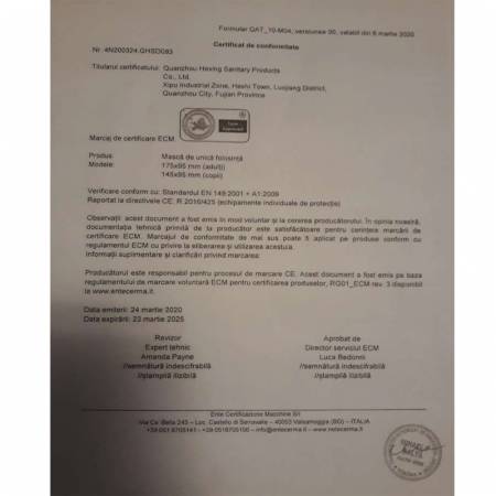 Set 10 bucati masti faciale de unica folosinta, cu 3 straturi pentru protectie, Susino MFS-3, Albastru [4]