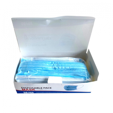 Set 50 bucati masti faciale de unica folosinta cu 3 straturi pentru protectie Susino MFS-1, Albastru [5]