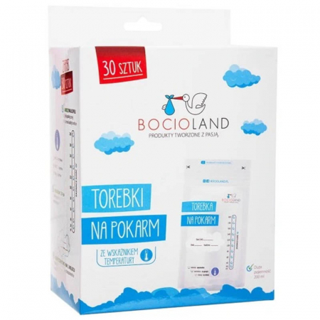 Recipiente pentru stocarea laptelui - Set 30 pungi pentru depozitarea laptelui matern Bocioland BL017, Transparent