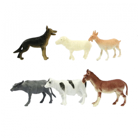 Joaca, activitati si ambalaje - Set 6 animale domestice Ferma 15 x 10 cm Midex D34539, Multicolor