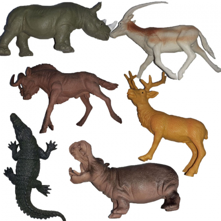 Joaca, activitati si ambalaje - Set 6 figurine animale 10 cm Ucok 236070, Multicolor