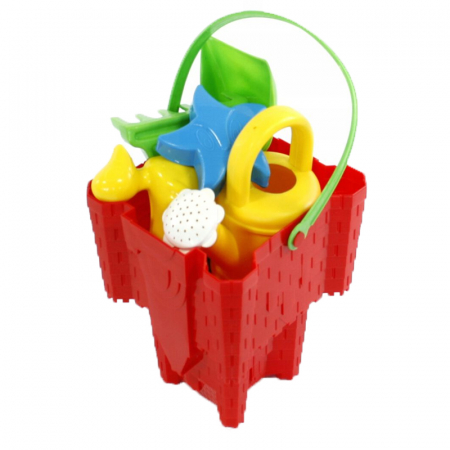 Jucării pentru nisip si baloane de sapun - Set 6 piese pentru nisip galeata castel Toyz 000826, Rosu
