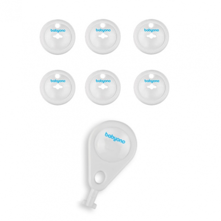 Protectii copii si  bebelusi - Set 6 protectii pentru priza BabyOno 950A, Alb