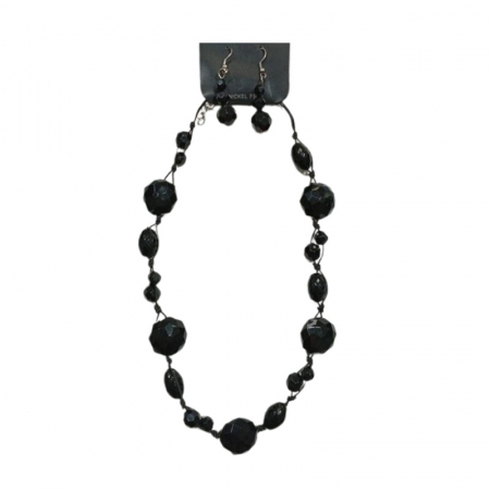 Marochinarie - Set cercei si colier pentru dama, Mini Junior, 0608N, Negru