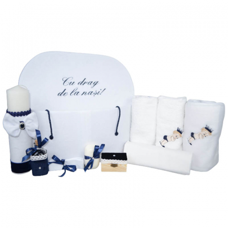 Botezul bebelusului - Set complet 10 piese trusou elegant pentru botez Mini Bimbi T080323-AL, Alb