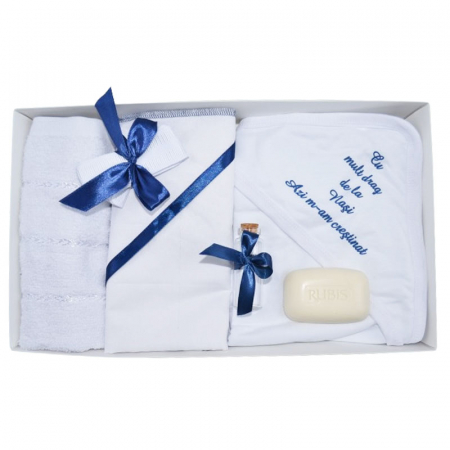 Trusou botez - Set complet 7 piese trusou elegant pentru botez Mini Junior T300124-2, Alb
