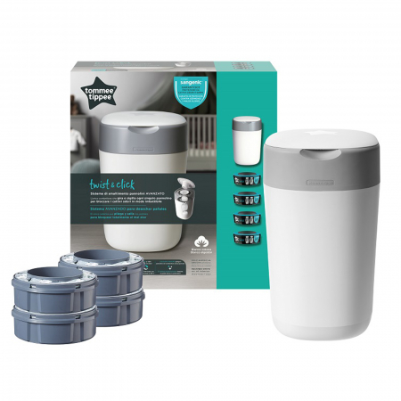 Set cos pentru depozitare scutece si 4 rezerve Tommee Tippee Sangenic Twist & Click 510204, Alb [7]