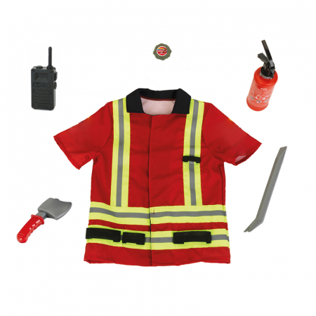 Costume festivitati - Set costum si accesorii pompier pentru copii Midex CST-PM1, Rosu