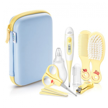 Igiena copiilor - Set de ingrijire 10 piese pentru bebelusi Philips Avent SCF400/30G, Galben