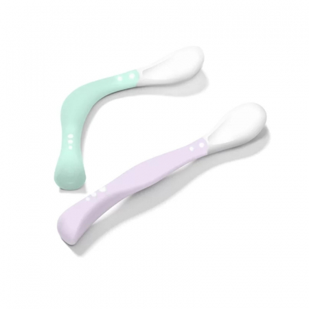 Accesorii masa bebe - Set doua lingurite  flexibile BabyOno 1066/03, Multicolor