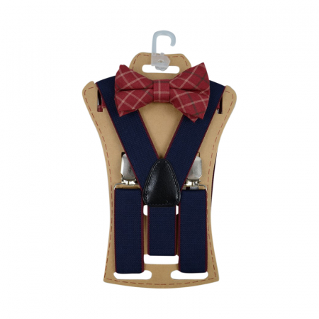 Bretele si curele - Set doua piese bretele si papion pentru baieti Topgal 090215C, Bleumarin