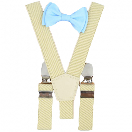 Bretele si curele - Set doua piese bretele si papion pentru baieti Topgal 090215L, Crem